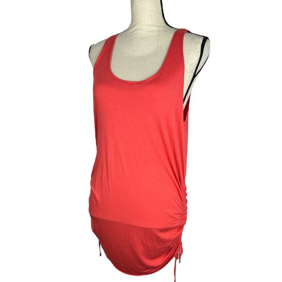 Lucky Brand ruched tie side coral tank top size medium - Picture 1 of 7